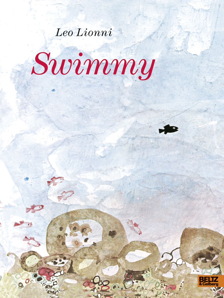 Das Swimmy Bilderbuch handelt von einem kleinen schwarzen Fisch, der andere Fische rettet.