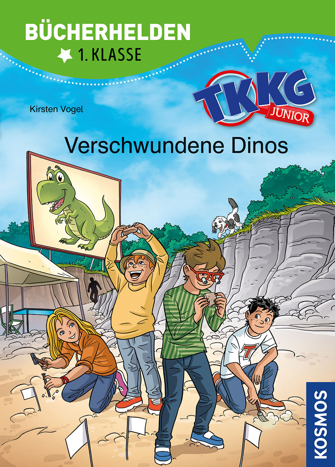 Im Erstlesebuch Verschwundene Dinos lösen TKKG Junior einen kniffligen Fall in einem Steinbruch.