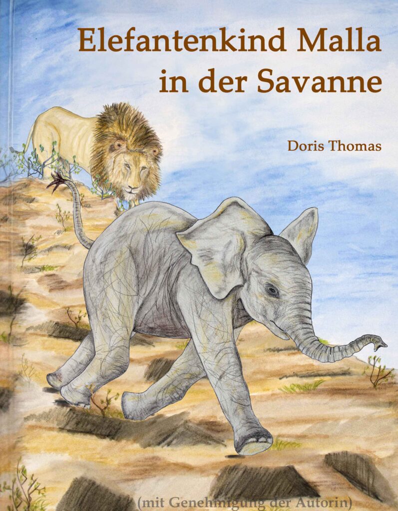 Elefantenkind Malla in der Savanne von Doris Thomas