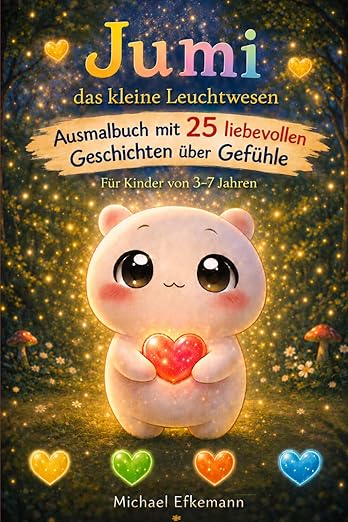 Jumi das kleine Leuchtwesen – Ausmalbuch mit 25 liebevollen Geschichten über Gefühle