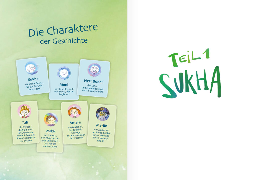 Vorstellung der Charaktere aus dem Kinderbuch Die kleine Seele Sukha