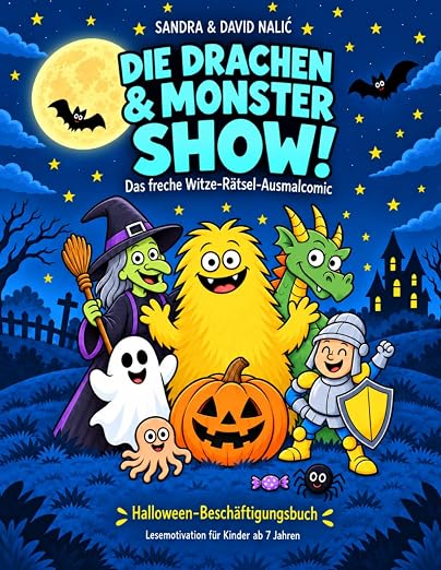 Die Drachen & Monster Show - Das freche Witze-Rätsel-Ausmalcomic Halloween-Beschäftigungsbuch